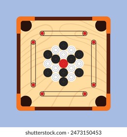 Holz Carrom Opslagstavle Spiel Vektorillustration Carrom Spiel Ikone Indische Carrom Brettspiel mit Bauer