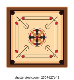 Wooden Carrom Board Game Vector Illustration Carrom game vector carrom board game