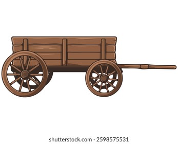 Wooden cart for goods isolated vector illustration on white background