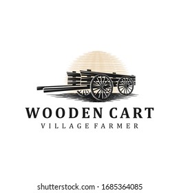Wooden cart logo vintage silhouette simple minimalist.