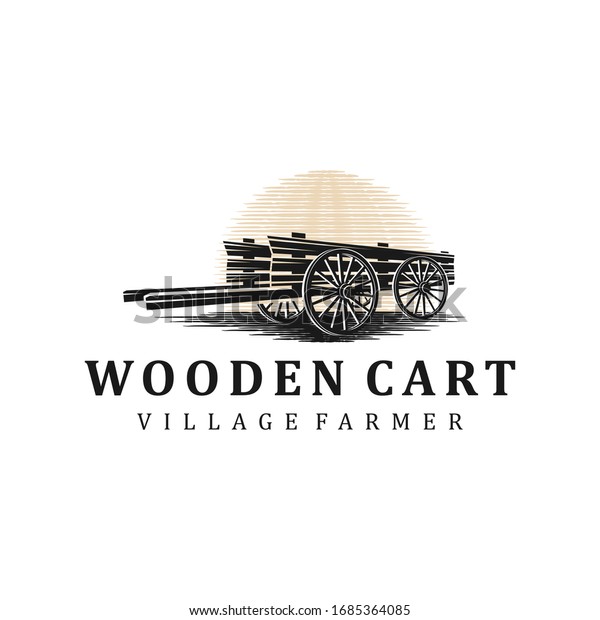 Wooden\
cart logo vintage silhouette simple\
minimalist.
