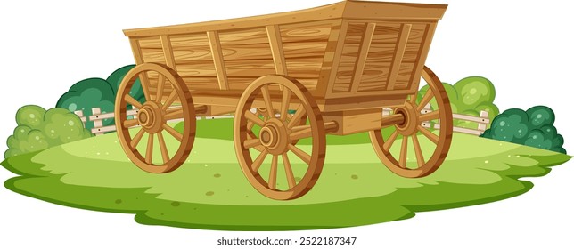 A wooden cart on grassy terrain