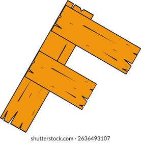 Wooden Cartoon Alphabet Illustration Letter F
