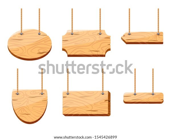 Wooden Cartoon Signs Hanging On Rope Stock Vector Royalty Free