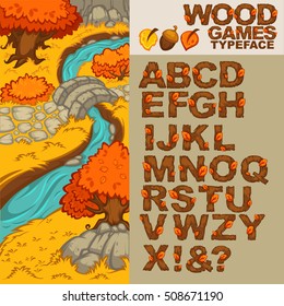 wooden cartoon typeface for your mobile game