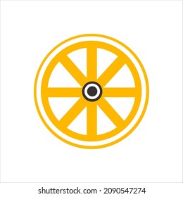 Wooden cartoon wagon wheel logo