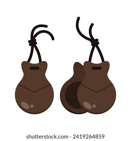 Wooden castanets on white background