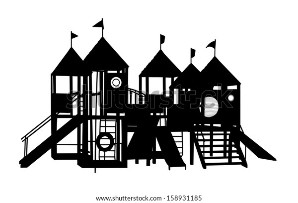 Wooden Castle Vector Children Playground Illustration Stock Vector ...