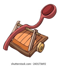 Wooden Catapult, Vector Illustration. 