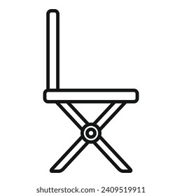 Wooden chair bench icon outline vector. Plan above parasol. Wood chair