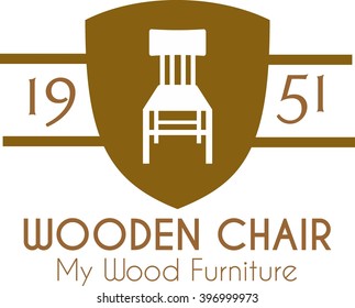 Wooden chair business badge sign vector template for furniture store, home decor boutique design template. vector illustration