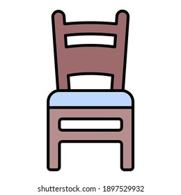 wooden chair classic using soft color and filled line style