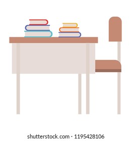 wooden chair and desk teacher with books