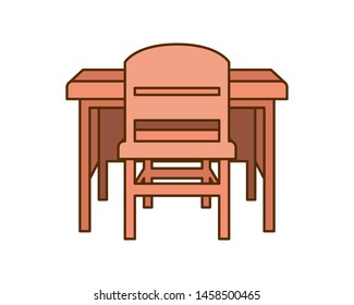 wooden chair and desk teacher workplace