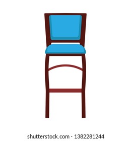 Wooden chair front view vector icon furniture. Classic interior sit. Retro brown cartoon home element flat room