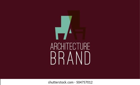 Wooden chair furniture business sign vector template for furniture store. Chair maker or interiors vector logo design template 