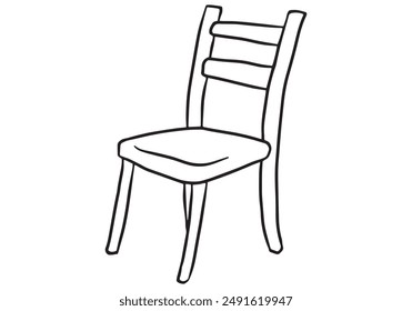 Silla de madera dibujada a mano contorno de Ilustración vectorial. Aislado sobre fondo blanco