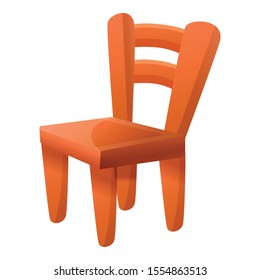 Wooden chair icon. Cartoon of wooden chair vector icon for web design isolated on white background