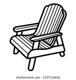 Wooden Chair Lawn Plans. Isolated on white background. Flat vector line icon design.