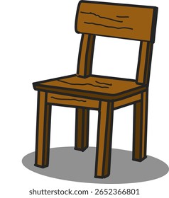 Cadeira de madeira com encosto retangular e textura de grãos naturais no piso de concreto — ideal para interiores minimalistas, temas de móveis rústicos ou visuais de design caseiro cotidiano