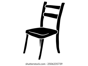 Wooden chair silhouette vector illustration. Isolated on white background