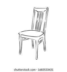 Wooden chair sketch vector illustration 