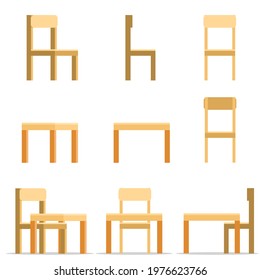 Wooden chair and table for classroom interior design furniture