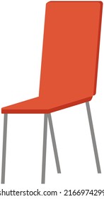 Wooden chair used at home interior. Orange stool isolated on white. Comfortable element of house arrangement. Furniture for seating made of light plastic. Classic chair, home wooden furniture
