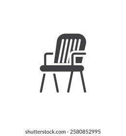 Wooden chair vector icon. filled flat sign for mobile concept and web design. Garden Chair glyph icon. Symbol, logo illustration. Vector graphics
