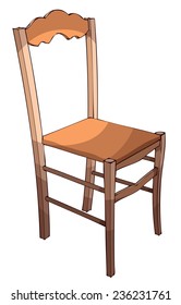 Wooden Chair, Vector Illustration isolated on White Background. 