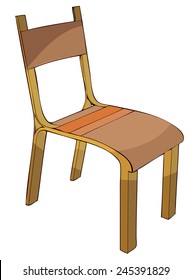 Wooden Chair Vector Illustration isolated on White Background. 