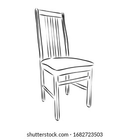 wooden chair, vector sketch illustration