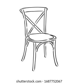 Wooden chair, vector sketch illustration 