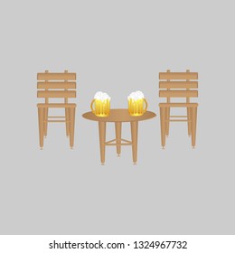 Wooden Chairs, Coffee Table abd 2 Beer