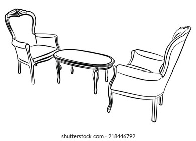 wooden chairs and table