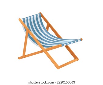 Wooden chaise lounge summer beach furniture vector illustration isolated on white background