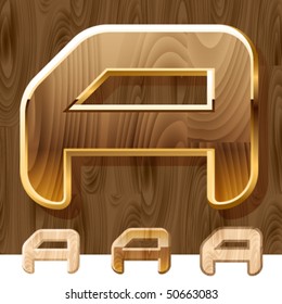 Wooden characters set with gold frame