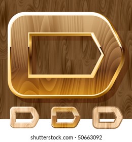 Wooden characters set with gold frame