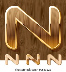 Wooden characters set with gold frame