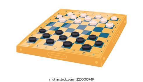 Wooden checkers board flat icon Board games