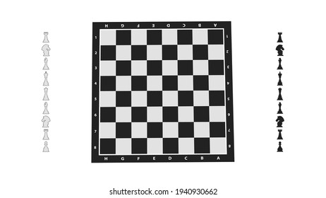 wooden chess board isolated on white background, vector illustration