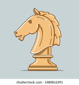 wooden chess piece of horse. intellectual game. strategic thinking. flat vector illustration