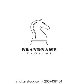 wooden chess piece of horse logo template icon modern simple illustration