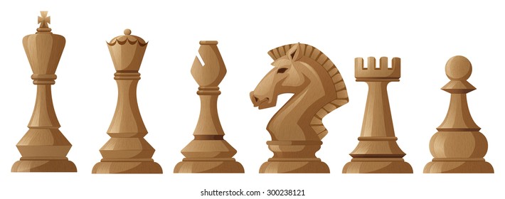 Wooden Chess Pieces King Queen Stock Vector (Royalty Free) 300238121 ...