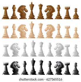 Wooden chess set on white