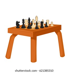 Wooden chess table isolated on white background