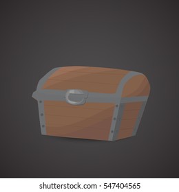 Wooden chest, box, treasure icon isolated on neutral background. Vector art.