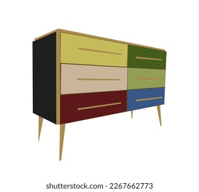 Wooden chest of drawers for living room or bedroom