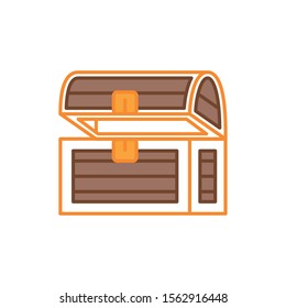 wooden chest fantasy line fill style vector illustration