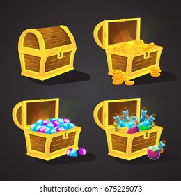 Wooden Chest set for game interface.